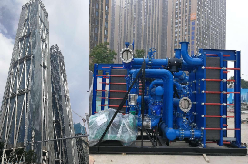 湖南省湘江財(cái)富金融中心A9板式換熱機(jī)組安裝現(xiàn)場(chǎng)